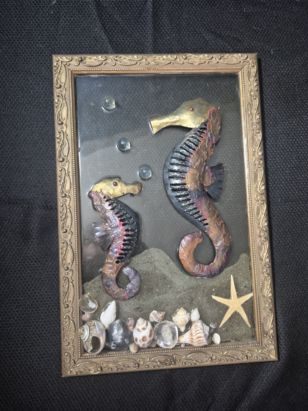 Handcrafted Seahorse Wall Art - Metallic Brown & Gold